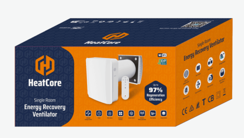 HeatCore er en decentral ventilationsenhed med varmegenvinding, udviklet til både renovering og nybyggeri, hvor traditionelle kanalsystemer enten er upraktiske eller for omkostningstunge.