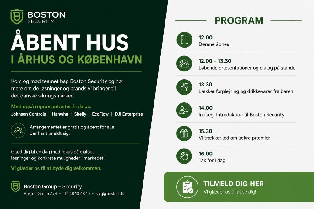Boston Security inviterer til Åbent Hus i Århus og København