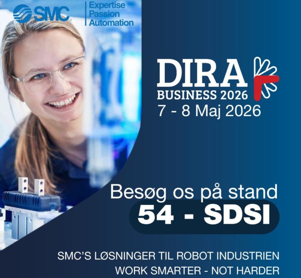 SMC er klar til DIRA Business 2026 – årets store robotfest i Odense, hvor robot- og automationsbranchen mødes for at vise fremtidens løsninger.
