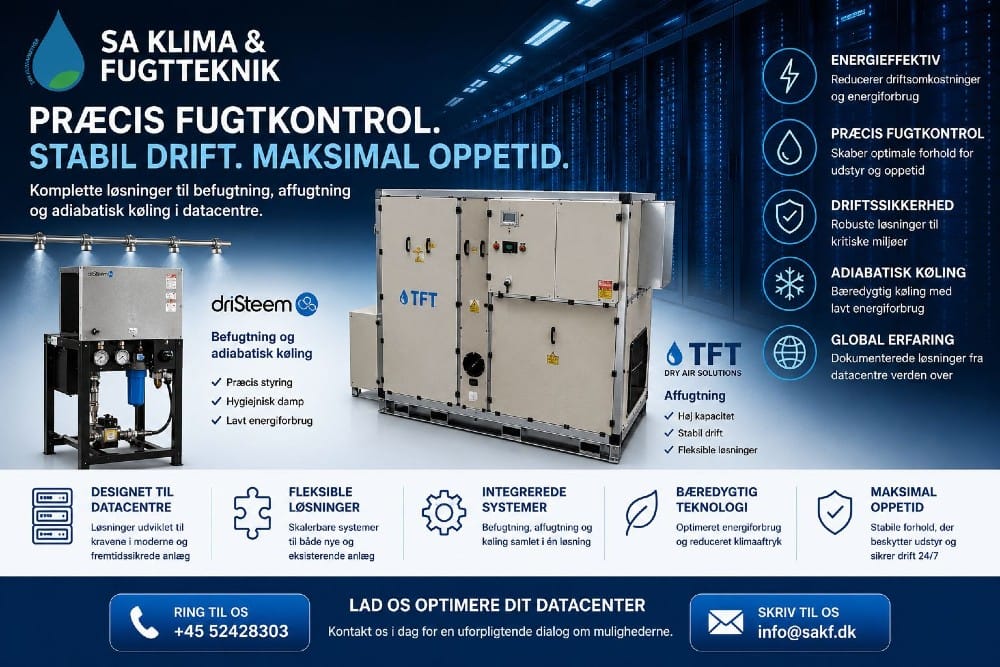 Datacentre kræver præcis styring af både fugt og temperatur
