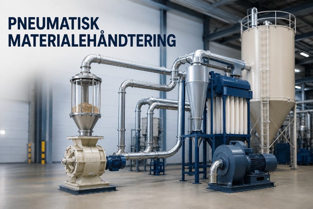 Pneumatisk materialehåndtering skaber effektiv transport af pulver, granulat og andre bulkmaterialer
