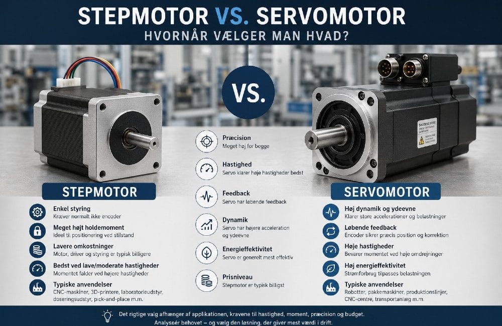 Stepmotor vs. servomotor