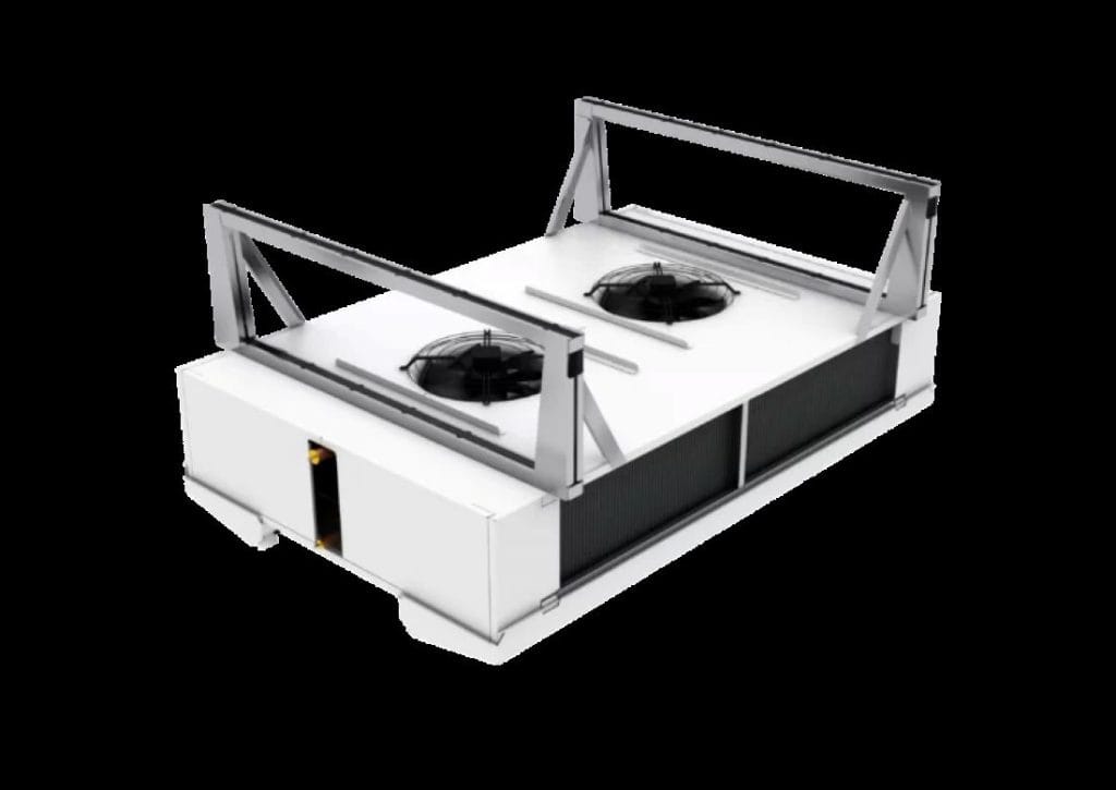 Process Dual Flow Unit Cooler
Forarbejdningsrum
Køleeffekt 40 til 143 kW 
Lamelleafstand 7 mm
Elektrisk afrimningssystem tilgængelig