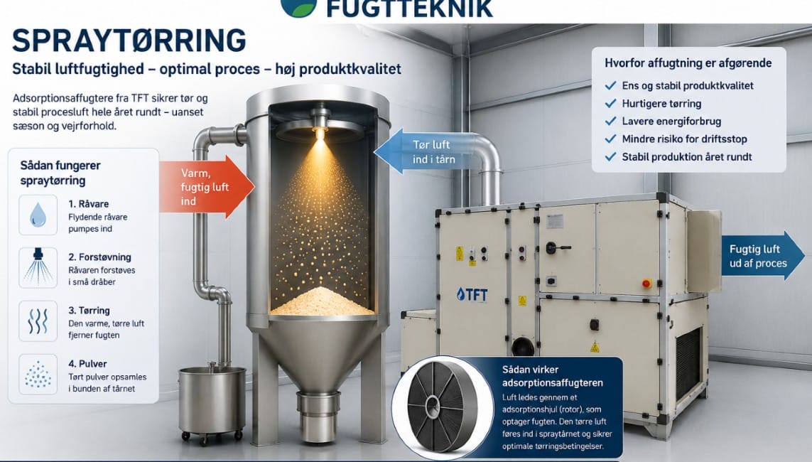 Kontrolleret luftfugtighed er afgørende for effektiv spraytørring
