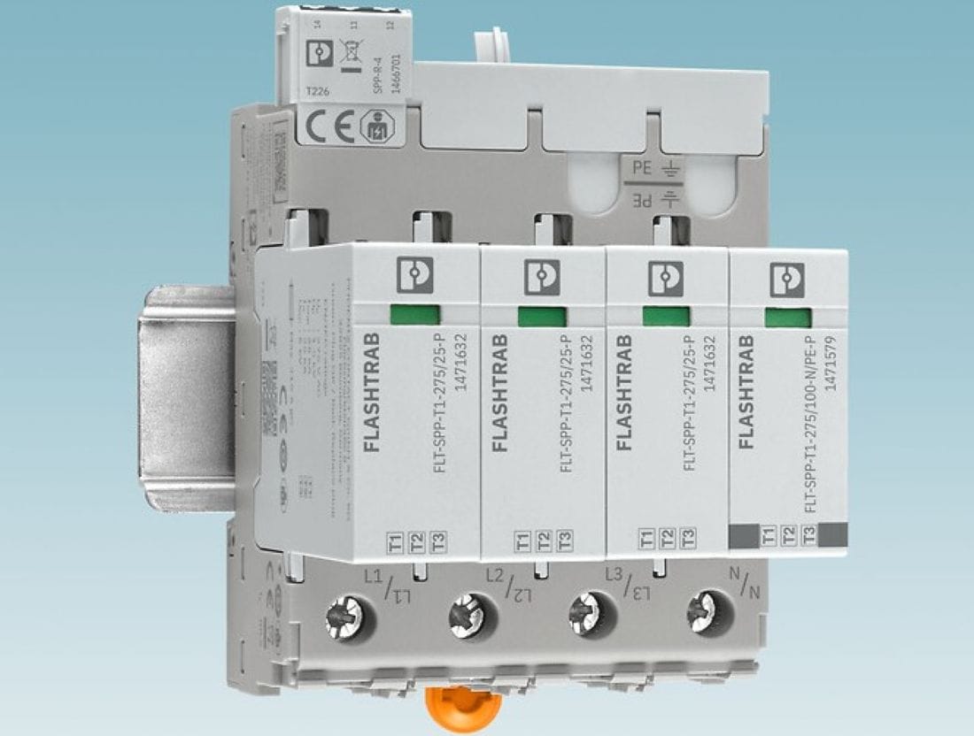 Kombineret lynstrøms- og transientafleder tilbyder beskyttelse for installationer og systemer: kraftig, sikker og kompakt.