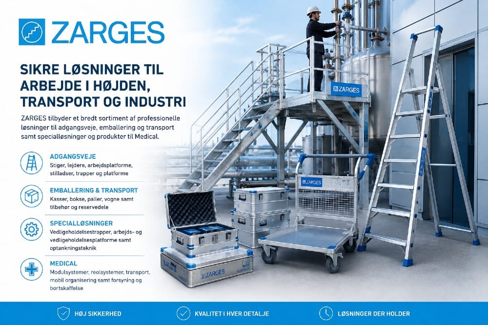 ZARGES - Når medarbejdere skal arbejde i højden, transportere følsomt udstyr eller have sikker adgang til maskiner og installationer, stilles der store krav til udstyret.