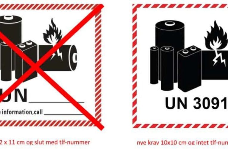 Lithium-batterimærket ændres: Brug mærket uden telefonnummer fra 1. januar 2027