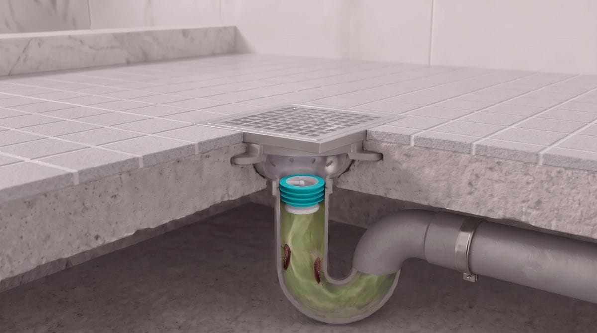 Afløbsåbningen er en direkte grænseflade til bygningens afløbssystem. Green Drain fungerer som en passiv mekanisk barriere i gulvafløbet.