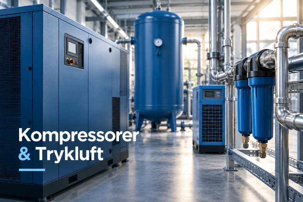 Kompressorer og trykluft spiller en central rolle i store dele af dansk industri. Fra produktion og procesanlæg til værksteder, automation og pneumatiske systemer er en stabil trykluftforsyning ofte afgørende for driften.