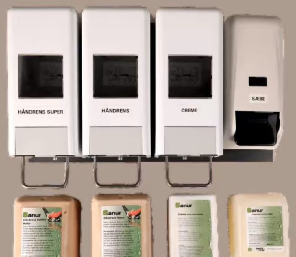 Vi tilpasser håndrensekit til jeres behov, 2, 3 eller 4 dispensere, med håndrens og/eller sæbe og creme.