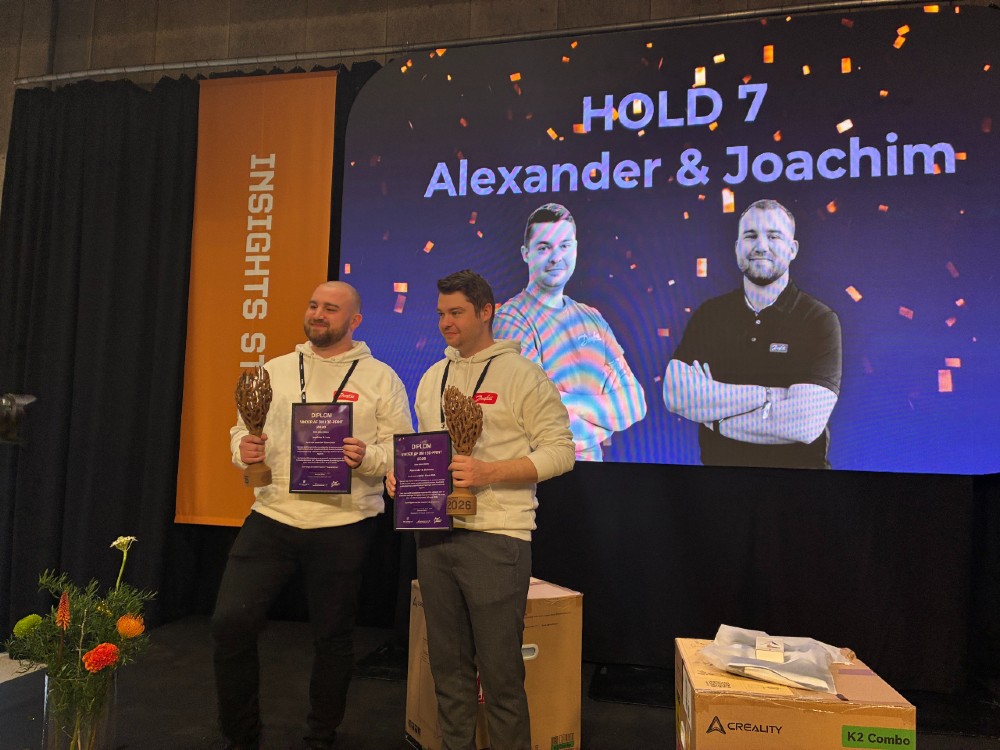 Det blev Alexander B. Colmorn og Joachim O. Leo fra EUC Syd, der løb med sejren i DM i 3D print efter tre intense konkurrencedage på årets Foodtech-messe i Herning. Foto: Dansk AM Hub
