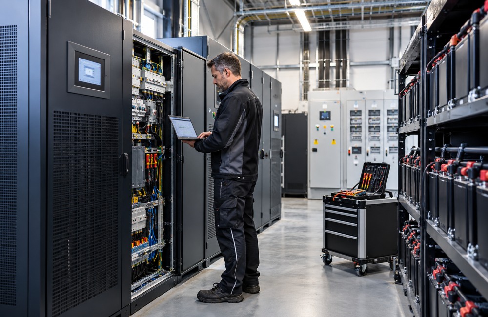 Semicon Power har stor erfaring med at udvikle og designe UPS-systemer, opladere, invertere, statiske og mekaniske afbrydere (SSW & EMS), frekvensomformere, DC/DC-konvertere. Derfor kan vi udføre service og vedligeholdelse på en bred vifte af UPS-systemer og strømforsyninger samt batterier. Ligeledes kan vi udføre kapacitetstest.